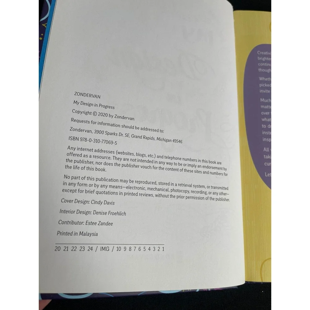 My Design in Progress Zondervan Interactive Creative Journal Hardcover 2020